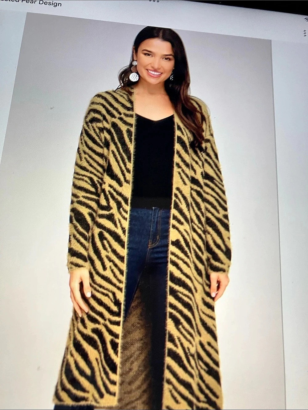 She + Sky Zebra Animal Print Long Cardigan Brown & Black